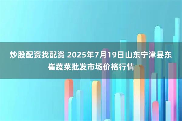 炒股配资找配资 2025年7月19日山东宁津县东崔蔬菜批发市场价格行情